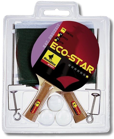 Preiswertes Komplett-Set, mit 2 Schlägern ECO -Star, 3 Qualitätsbälle * ,Inklusive Standard-Netzgarn